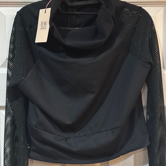 FABLETICS x Demi lovato Black bella midi  Mesh Sleeve full zip  jacket - Picture 3 of 13